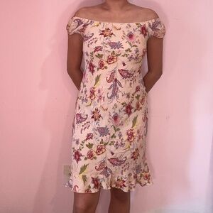 Rampage Strapless Floral Dress - Cream and Multicolor